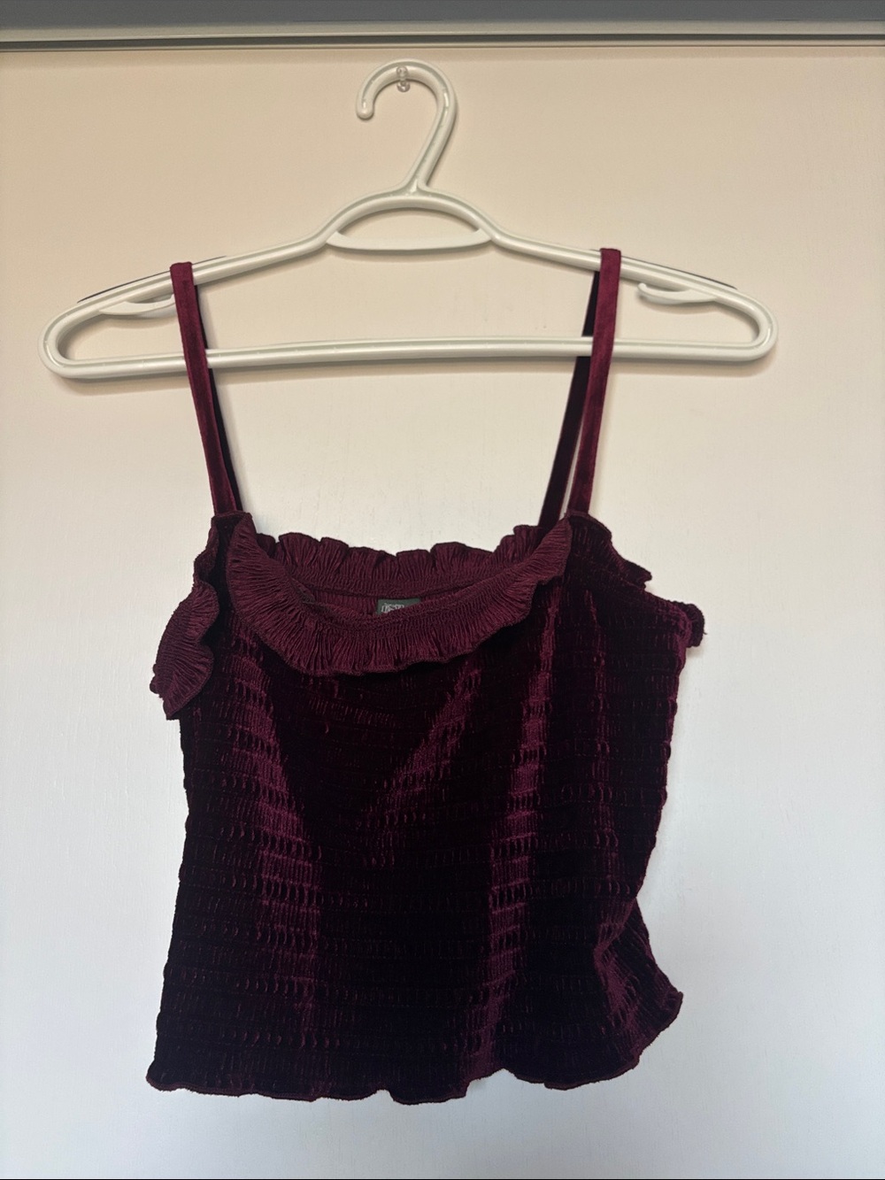 wild fable Velvet Ruffle Cami Tank Top in Burgundy Wine